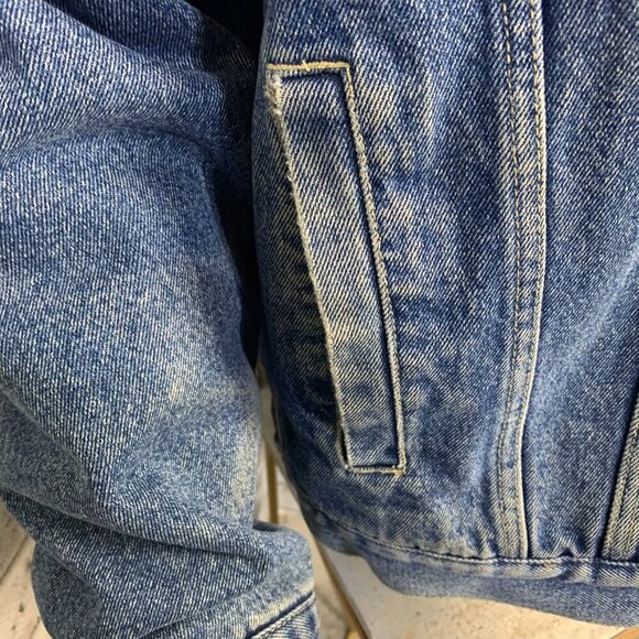 Vintage Blanket Lined Jean Jacket Firefighter Workwear USA E-One 90s Y2K - Picture 8 of 16